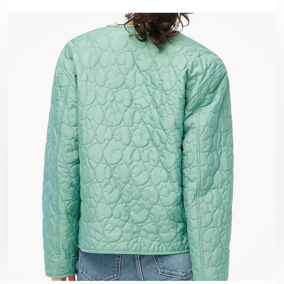 J. Crew Factory Lightweight Quilted Heart Jacket Soft Green M - Picture 3 of 14